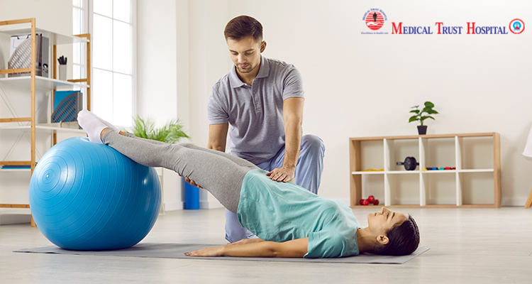 a physiotherapist training his patient 